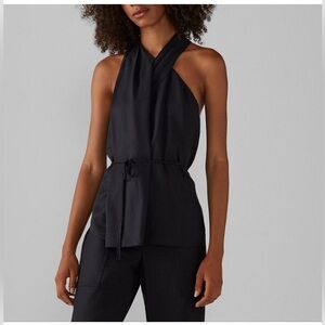 NWT Club Monaco Black Cross Over Top Chemise